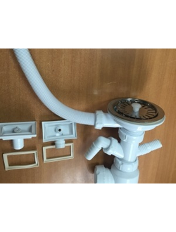 Сифон комб. универс. GRAND Белый САНПЛАСТ ЭКОНОМ 3 1/2" c 2 носиками, круглым и прямоугольным переливом