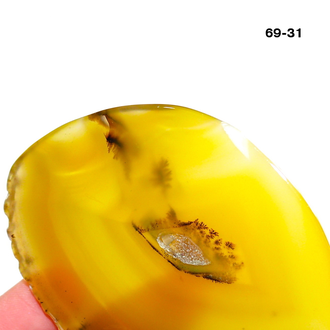 Агат тонированный (срез) желтый №69-31: с отв. - 79*50*5мм