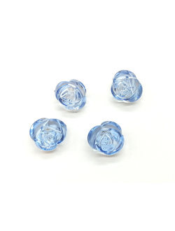 Бусины пластиковые фигурные, 12 мм розочки голубые