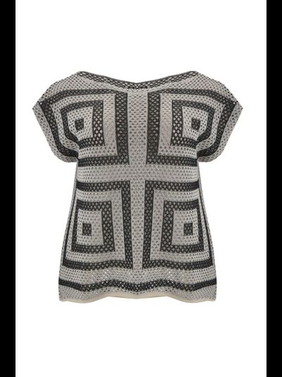 Топ летний вязанный сетка с прямоугольным орнаментом