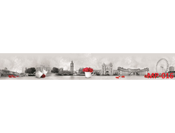 MP-016 ЧЕРНО-БЕЛЫЙ ЛОНДОН Глянцевая стеновая панель ALBICO   2800*610*6мм. *