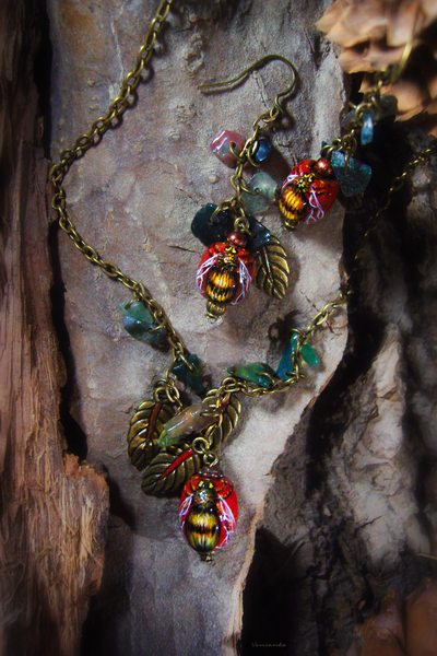 "Пчёлы с медовых лугов", комплект украшений в стиле бохо-шик