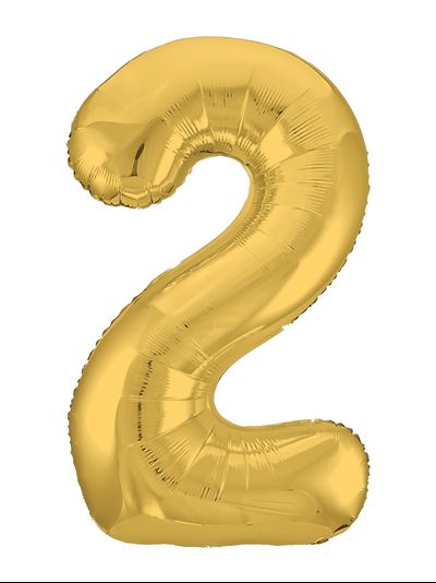 Шар цифра 2 золотая