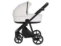 Коляска 3в1 Roan Sol кожа White/Black (руч.Тем.коричневый)