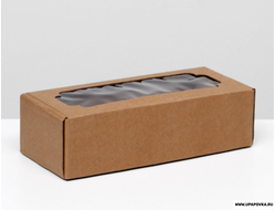 Коробка картонная с окном 32 x 13 x 9 см Бурый