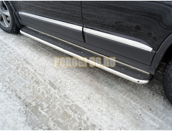 Пороги с площадкой (нерж. лист) 42,4 мм ТСС для Haval M6 2023-