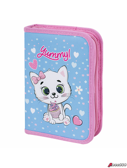 Пенал ПИФАГОР, 1 отделение, 2 откидные планки, полиэстер, 20×14 см, «Yummy Cupcakes». 271512