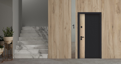 Стальная дверь   Конструктор (умная электронная дверная ручка с отпечатком пальца Smart lock T888 черная)