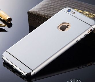 Защитная крышка iPhone 6/6S противоударная с вырезом под логотип, серебристая