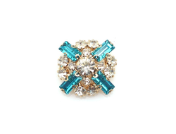 ПУГОВИЦЫ ДЕКОРАТИВНЫЕ СО СТРАЗАМИ, 25 мм. 50 шт. РК-00054. Цвет: бирюзовый