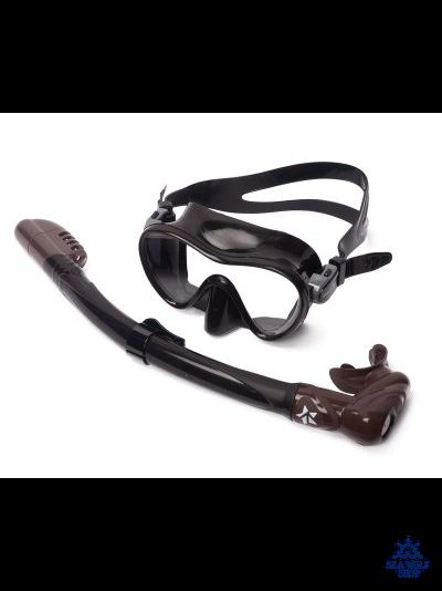 Маска для дайвинга с трубкой Sargan "АГИДЕЛЬ" черно-корич. силикон, комплект