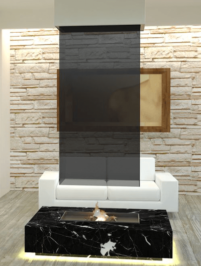 Островной камин из стекла Elba