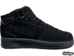 NIKE AIR FORCE С МЕХОМ ЧЕРНЫЕ (40-45)