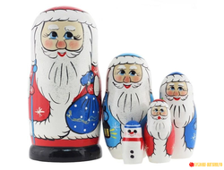 Матрешка Дед Мороз с посохом и мешком 150*70 5-и кукольная