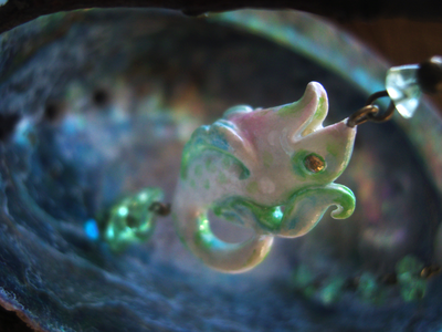 "Рыбки Хрустальной Лагуны", серьги в стиле фарфоровых украшений