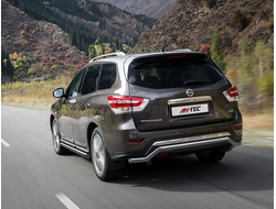 Защита заднего бампера "скоба" d57 Nissan Pathfinder 2015 (Ниссан Патфайндер 2015)