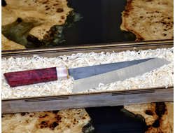 Нож ручной работы Gyuto Y82 / сталь D2 / карельская береза / красный