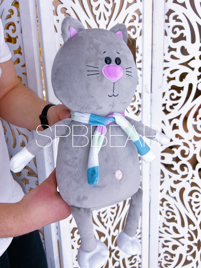 Плюшевый кот 40 см серый Томас