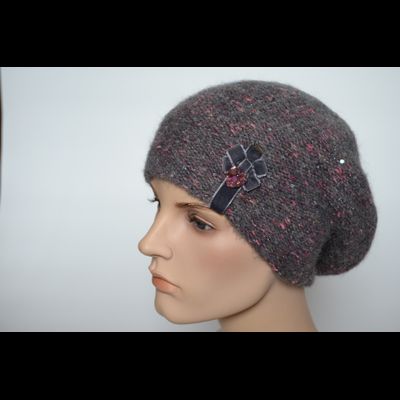 Vizio Италия 6926 берет с украшением серый с розовым