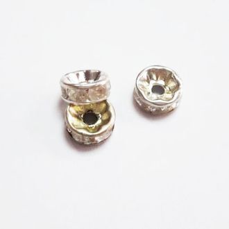 Бусина разделитель с кристалликами для браслета шамбала (8 мм.) Цвет: серебро (Ф-34)