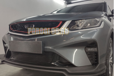Защита радиатора Geely Coolray 2019- black низ (2 части)