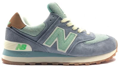 New Balance 574 серые с светло-зеленым женские