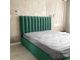 Кровать Мелани 2 мягкое изголовье полоски зеленая