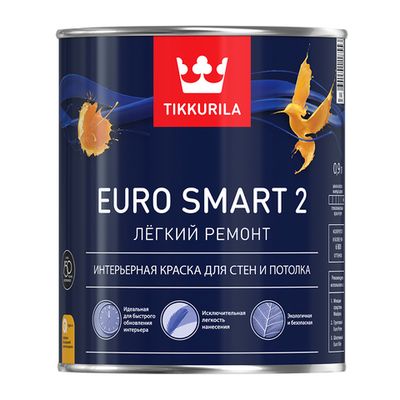 Краска ВД Euro 2/Euro Smart 2 д/стен и потолков Tikkurila белая
