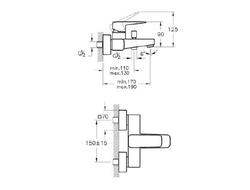 Смеситель для ванны/душа, черный матовый, VitrA Root Square, A4273736EXP