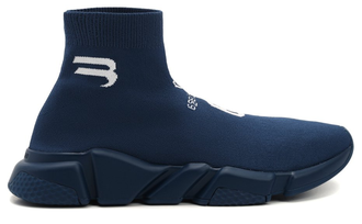 Кроссовки-носки Balenciaga Speed с лого синие