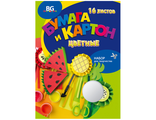 Набор А4 цв. мелов. картона, 8л., 8цв. и цв. офсет. бумаги, 8л., 8цв., BG &quot;Яркие фрукты&quot;, в папке