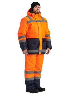Костюм зимний &quot;СКАНДИН-ДОРОЖНЫЙ&quot; куртка/полукомб. цвет: оранжевый/т.синий