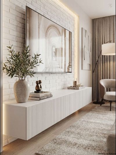 Инфинити тумба под ТВ подвесная 2400 мм Белый / мдф белый матовый