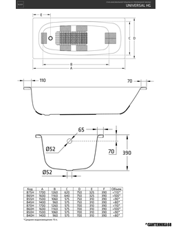 Ванна стальная BLB Universal 150х70 160х70 170х70 170х75 см HG 3.5мм толщина B50HAH001