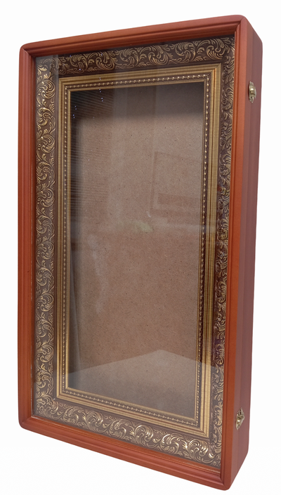 Киот "Антик" деревянный с широкой багетной рамой "под золото" для мерной иконы формата 25х52см.