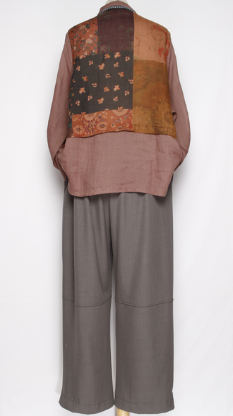 Рубашка Бохо "КРАПИВА КОМБИНИРОВАННАЯ" чайная роза\синяя, чайная роза\терракот до  р.52