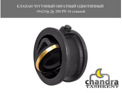 Клапан чугунный обратный однотипный 19ч21бр Ду 200 PN 16 стяжной