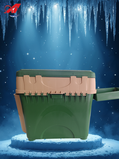 Ящик для зимней рыбалки (А-элита) А-Box/ с термометром, зеленый (1карман, полка, перегородка)