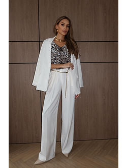 Брюки палаццо со складками (белый)