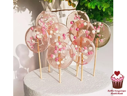 Леденец Круг 5 см с посыпкой, цвет Розовый