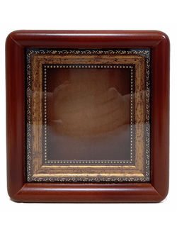 Киот "Антик" деревянный с багетной рамой "под золото", для иконы формата 9х10,5см.