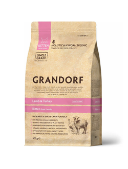 Grandorf (Грандорф) сухой корм для котят Ягненок с индейкой, 400 г