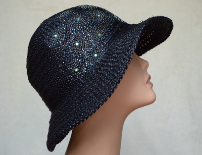 Шляпа с украшениями камнями Vizio Италия 6004 F 1 черная