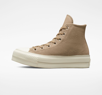 Кеды Converse Chuck Taylor Lift замшевые бежевые на платформе