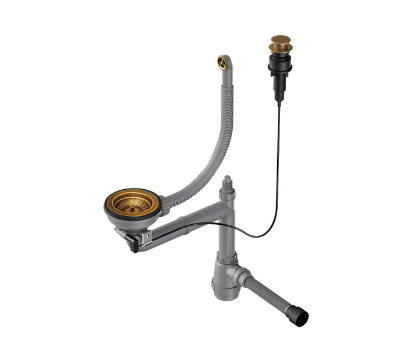 Арматура с клапаном-автоматом для одночашевых моек с круглым переливом WK-1-CL-R-A AB