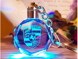 Брелок кристалл с подсветкой с логотипом PORSCHE