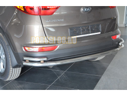 Защита заднего бампера угловая большая двойная d60/42 для Kia Sportage 2016-2018