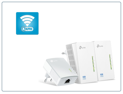 TP-LINK, HomePlug AV Сетевой адаптер PowerLine 500 Мбит/с Ethernet + WiFi точка доступа (комплект 2+1 шт.)