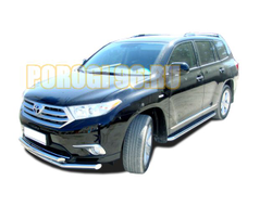 Защита переднего бампера двойная d60/53 для Toyota Highlander (2010-2014)
