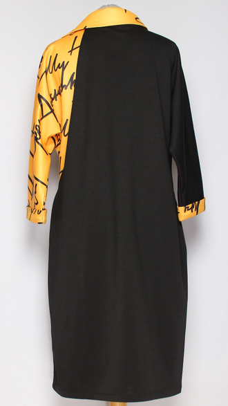 Платье "Надписи комбинированное "горчица р. 52